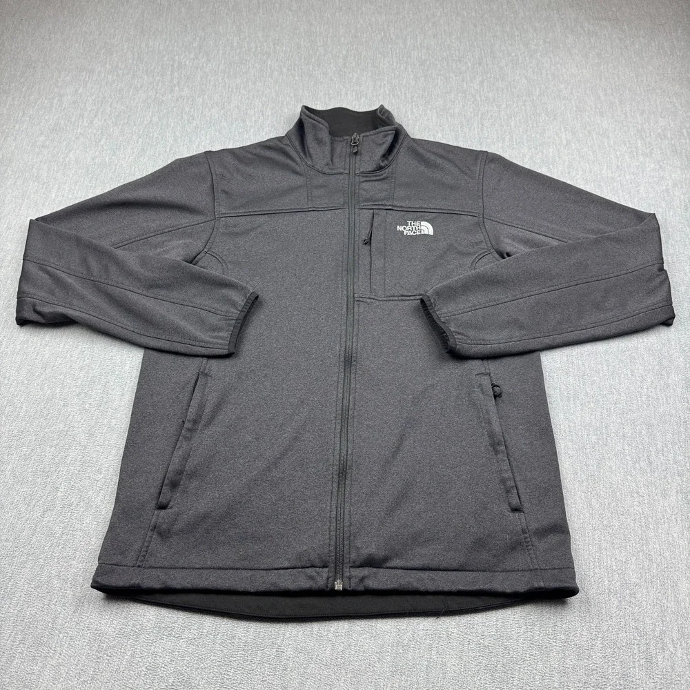 The North Face Jacket Mens Large Gray Full Zip Fleece Hiking Outdoor Mock Neck